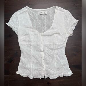 Hollister Stretch Poplin Textured Short-Sleeve Shirt